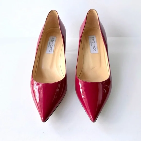Jimmy Choo Aza Red Patent Leather Kitten Heel Pump 38.5 IT 8 US